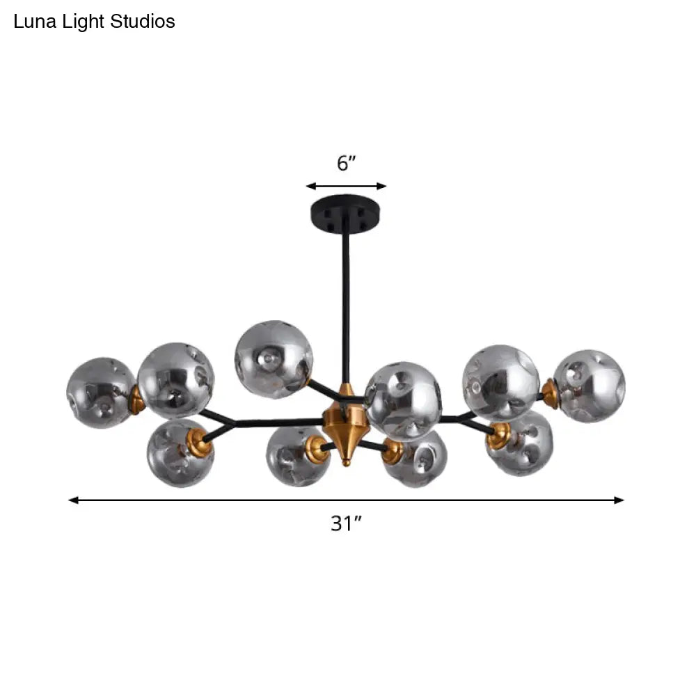 Nordic Bubble Hanging Lamp Kit - Clear/Amber/Smoke Gray 6/10 Head Chandelier For Dining Room