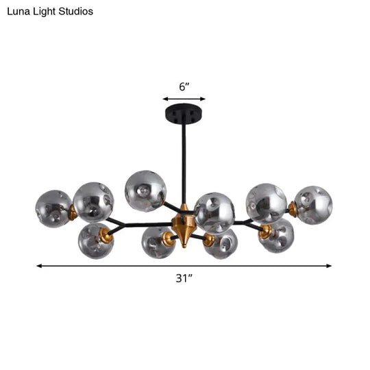 Nordic Bubble Hanging Lamp Kit - Clear/Amber/Smoke Gray 6/10 Head Chandelier For Dining Room