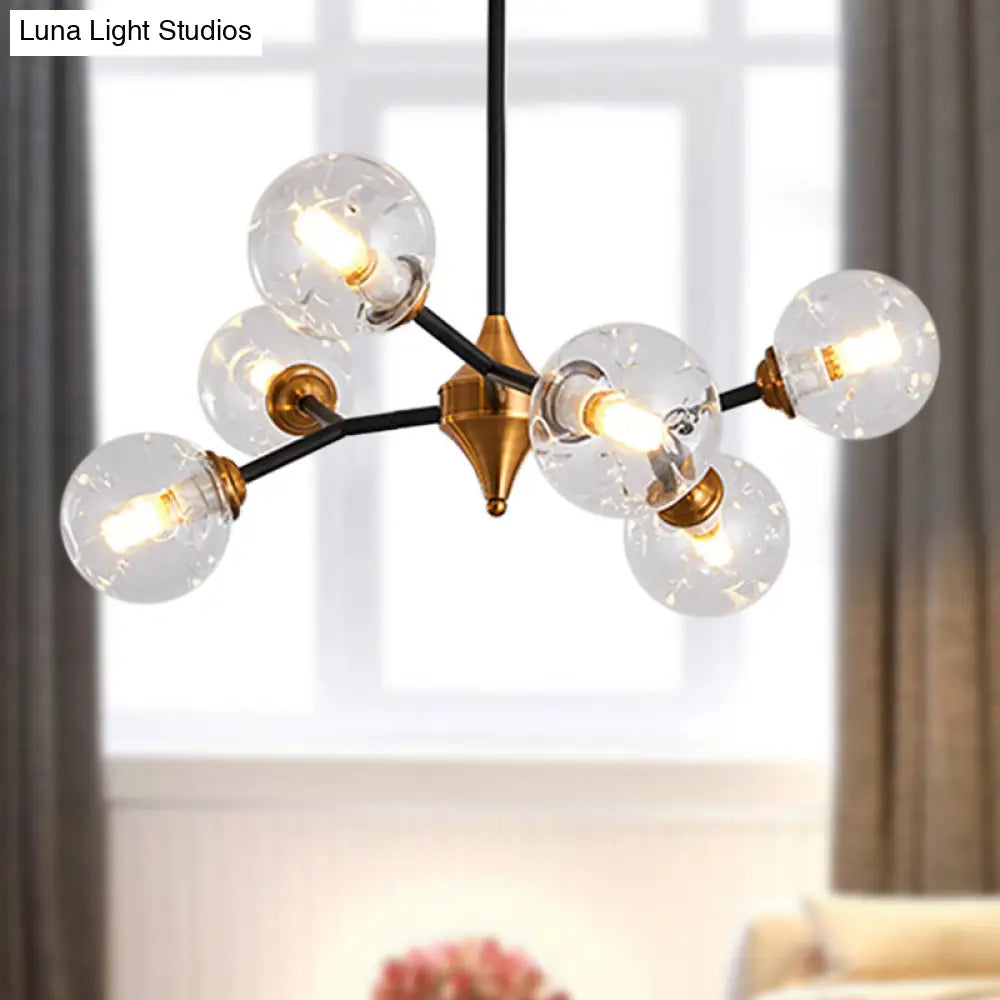 Nordic Bubble Hanging Lamp Kit - Clear/Amber/Smoke Gray 6/10 Head Chandelier For Dining Room