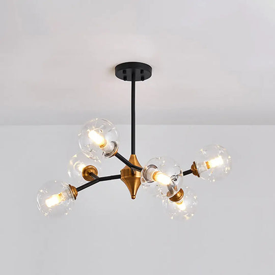 Nordic Bubble Hanging Lamp Kit - Clear/Amber/Smoke Gray Dimpled Glass Chandelier Ideal For Dining