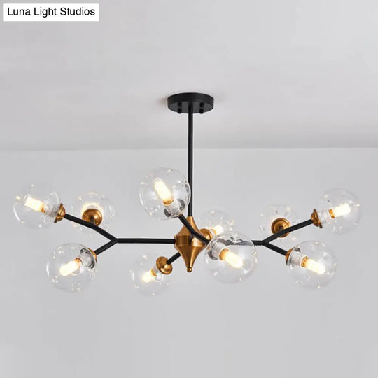 Nordic Bubble Hanging Lamp Kit - Clear/Amber/Smoke Gray Dimpled Glass Chandelier Ideal For Dining