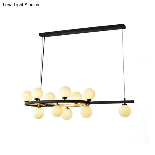 Nordic Bubble Island Pendant Light - 11 Lights Metallic Black Finish Ideal For Restaurants