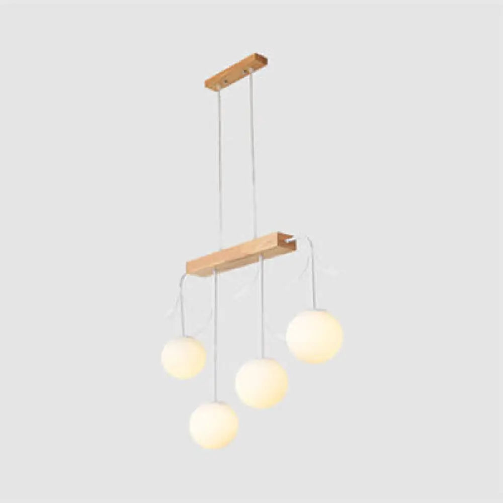 Nordic Bubble Shade Island Wooden Hanging Lamp - 3/4/5 Lights Perfect For Restaurants 4 / Wood