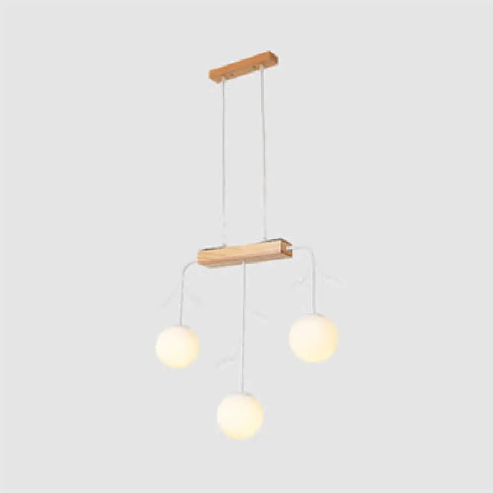 Nordic Bubble Shade Island Wooden Hanging Lamp - 3/4/5 Lights Perfect For Restaurants 3 / Wood