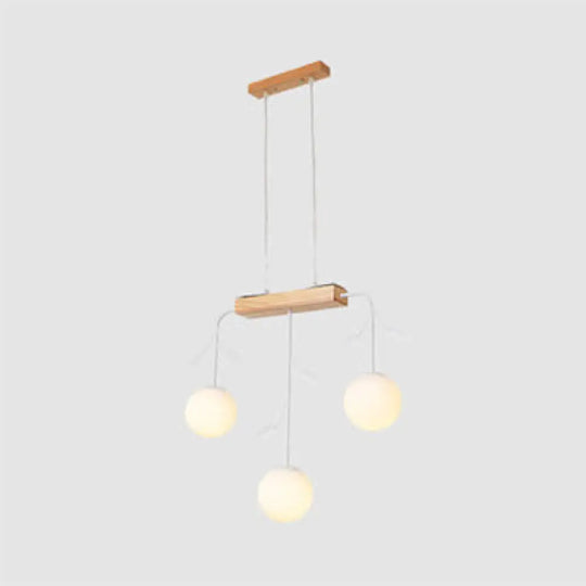 Nordic Bubble Shade Island Wooden Hanging Lamp - 3/4/5 Lights Perfect For Restaurants 3 / Wood