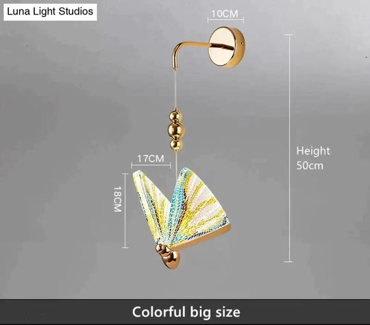 Nordic Butterfly Led Wall Light For Bedroom Colorful Big Size / Warm White Wall