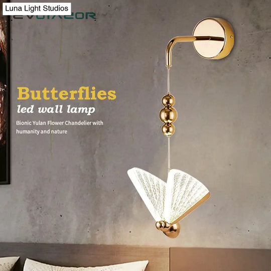 Nordic Butterfly Led Wall Light For Bedroom Wall