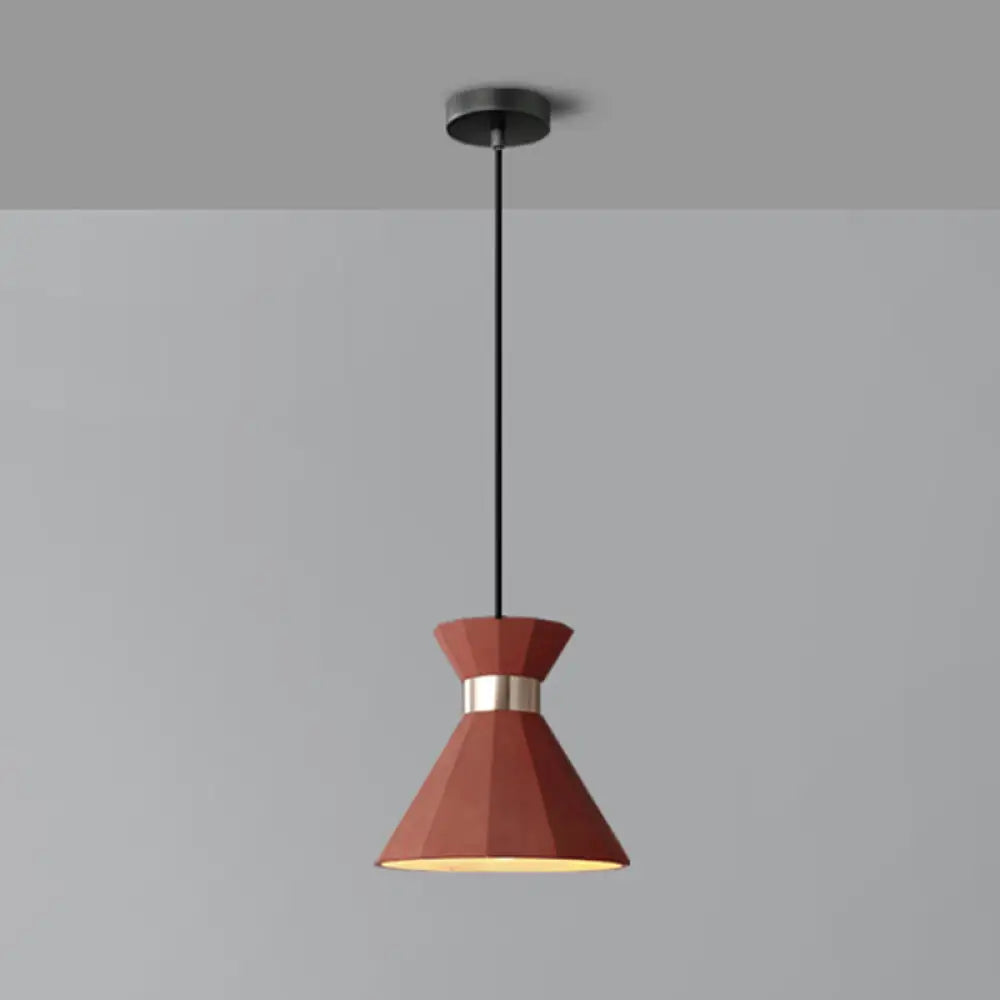 Nordic Castle Mermaid Pendant Light - Single-Bulb Cement Suspension Fixture For Bedrooms Red