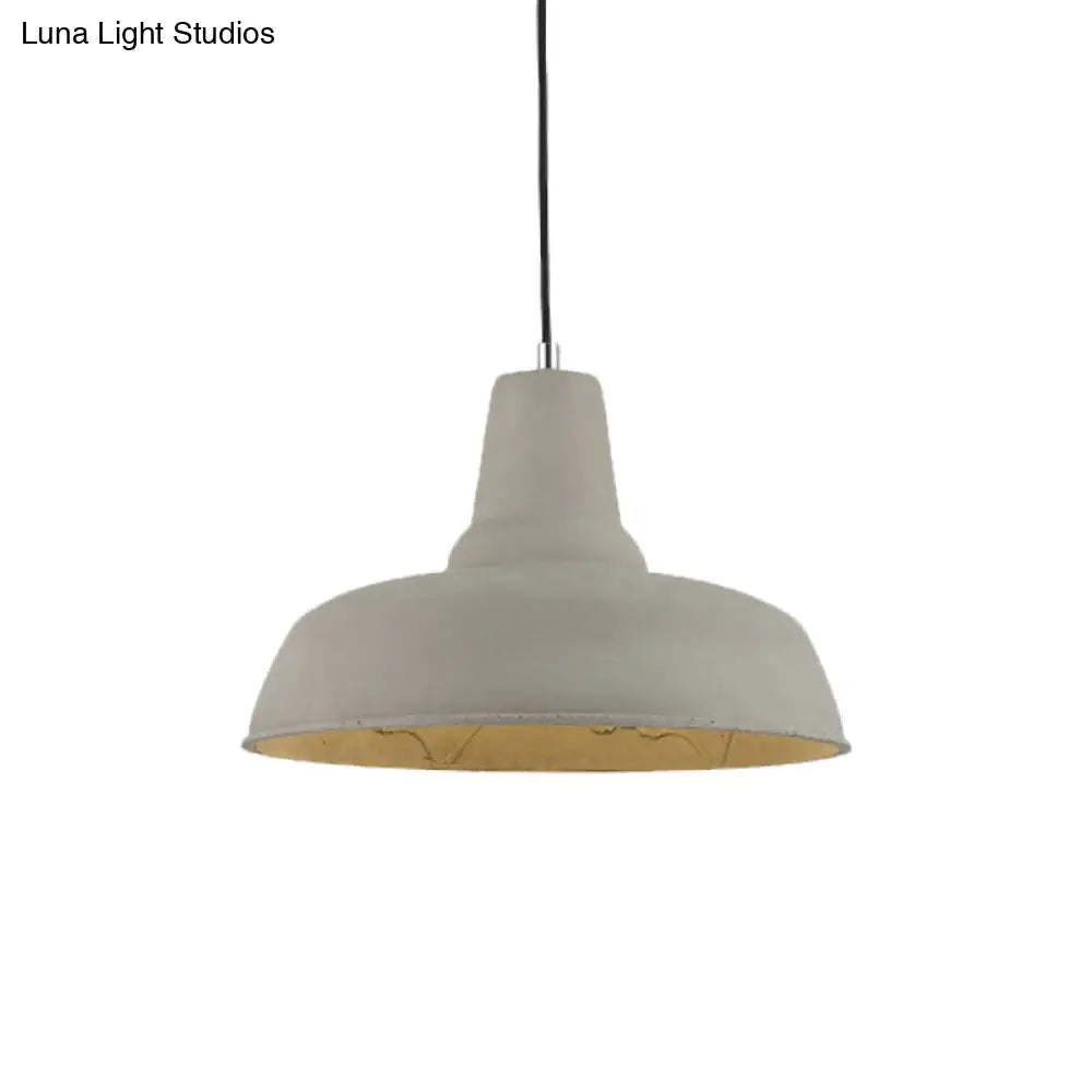 Nordic Cement 1-Head Pendant Light With Carved Interior – Barn Kitchen Bar Grey/White/Beige