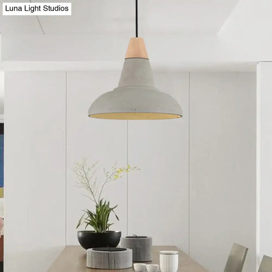 Nordic Cement Barn Kitchen Bar Pendant Light With Carved Interior - Grey/White/Beige Beige