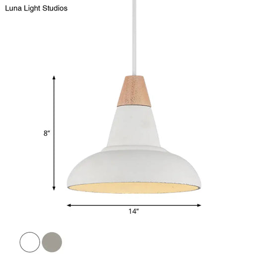 Nordic Cement 1-Head Pendant Light With Carved Interior – Barn Kitchen Bar Grey/White/Beige