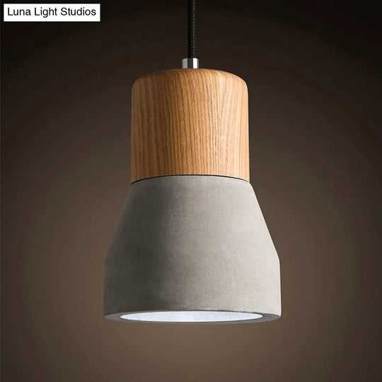 Nordic Cement & Wood Kitchen Pendant Light With Bottle Design