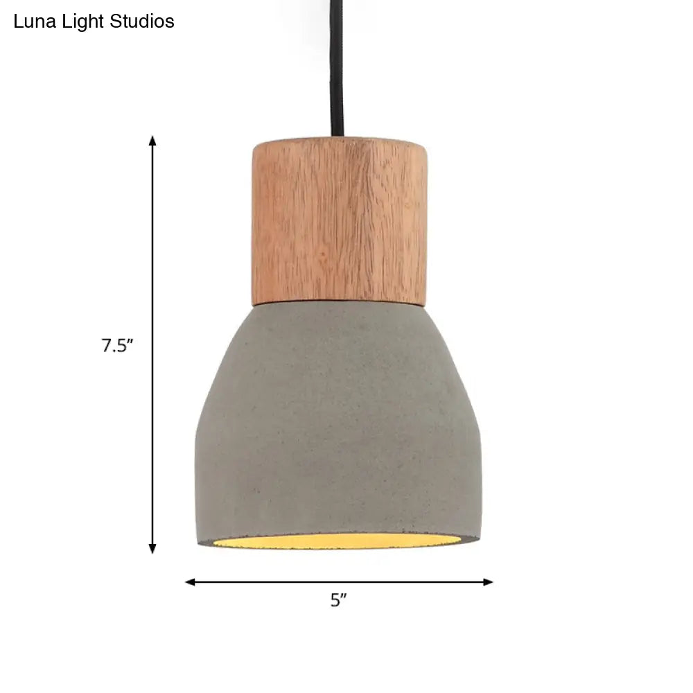 Nordic Cement Ceiling Light: Bottle Shaped Kitchen Bar Pendant With Grey & Wood Accents