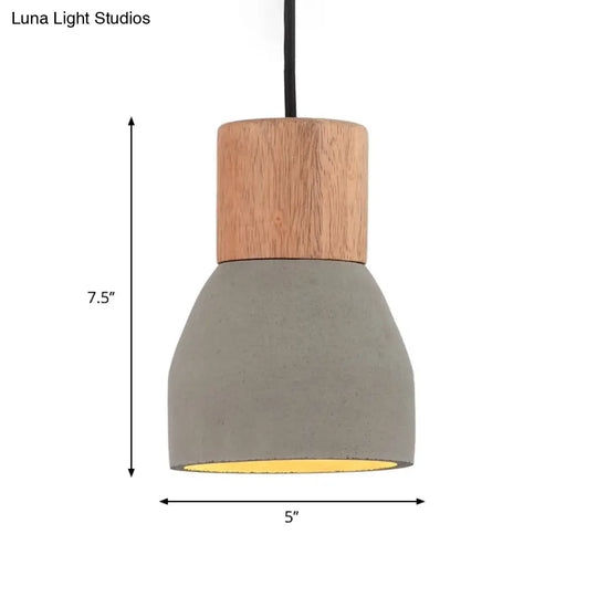 Nordic Cement Ceiling Light: Bottle Shaped Kitchen Bar Pendant With Grey & Wood Accents