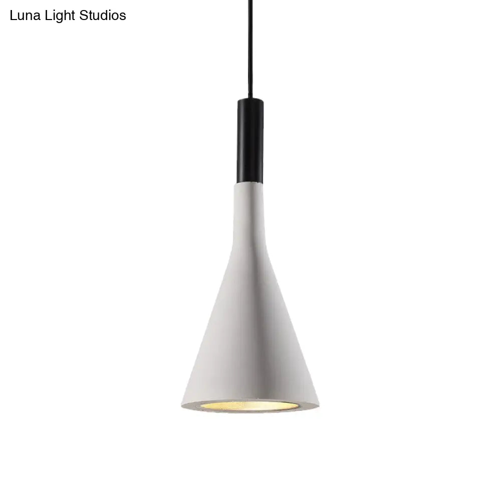 Nordic Cement Funnel Pendant Light - 1 Head Dining Table Suspended Lighting Fixture In