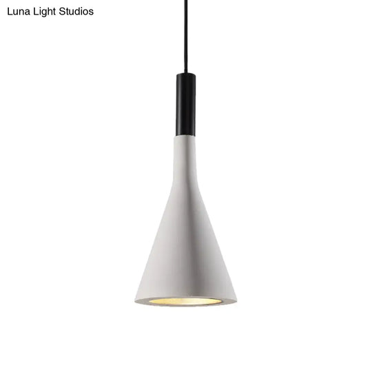 Nordic Cement Funnel Pendant Light - 1 Head Dining Table Suspended Lighting Fixture In