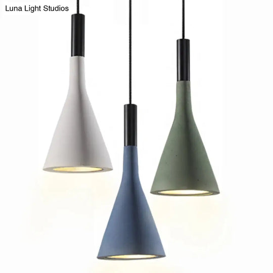 Nordic Cement Funnel Pendant Light - 1 Head Dining Table Suspended Lighting Fixture In