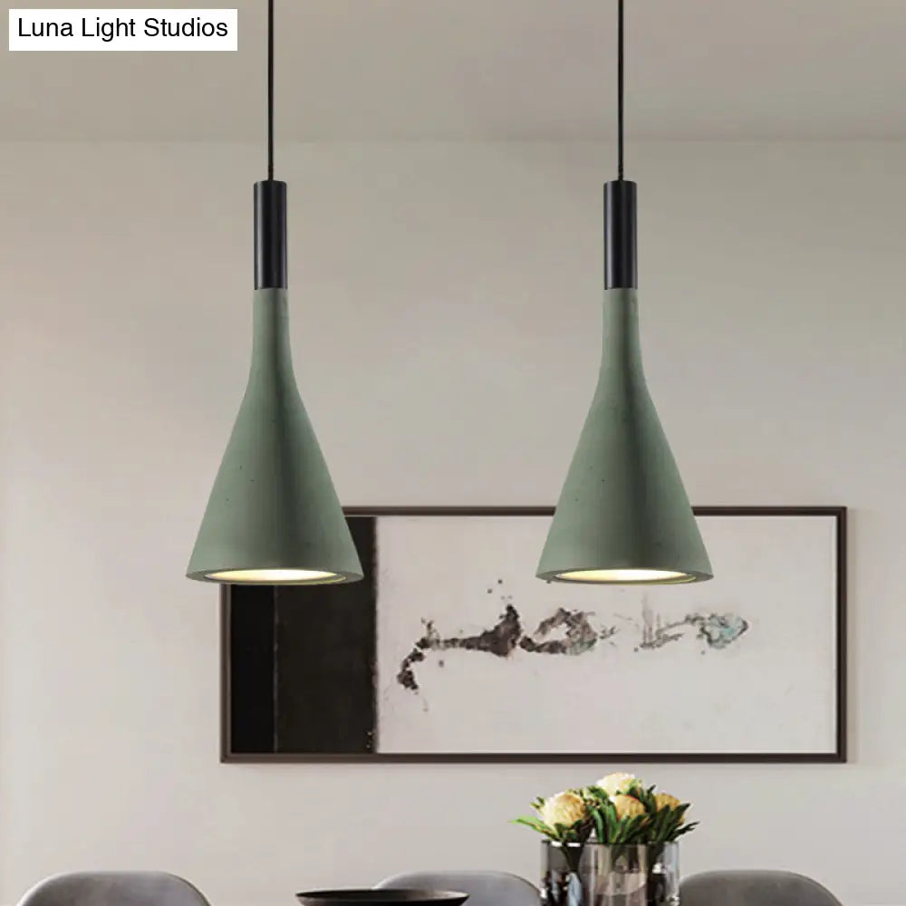 Nordic Cement Funnel Pendant Light - 1 Head Dining Table Suspended Lighting Fixture In