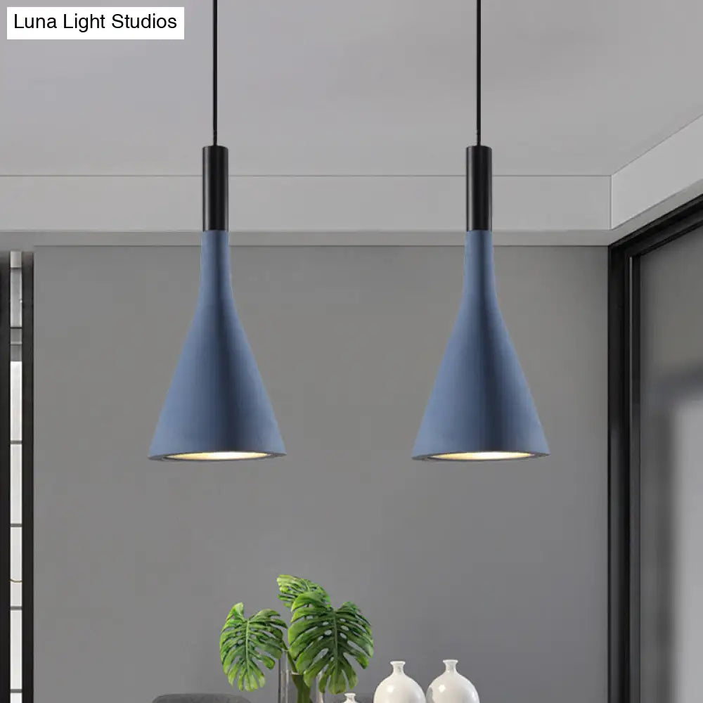 Nordic Cement Funnel Pendant Light - 1 Head Dining Table Suspended Lighting Fixture In