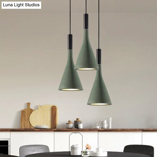 Nordic Cement Funnel Pendant Light - 1 Head Dining Table Suspended Lighting Fixture In