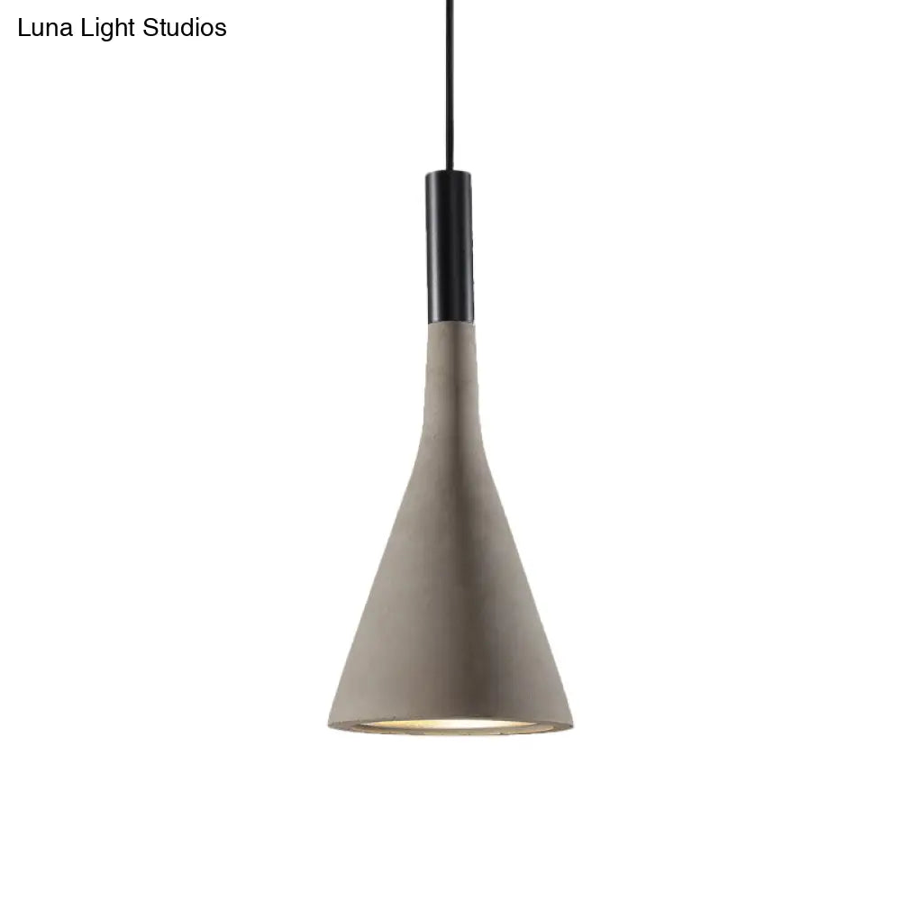 Nordic Cement Funnel Pendant Light - 1 Head Dining Table Suspended Lighting Fixture In