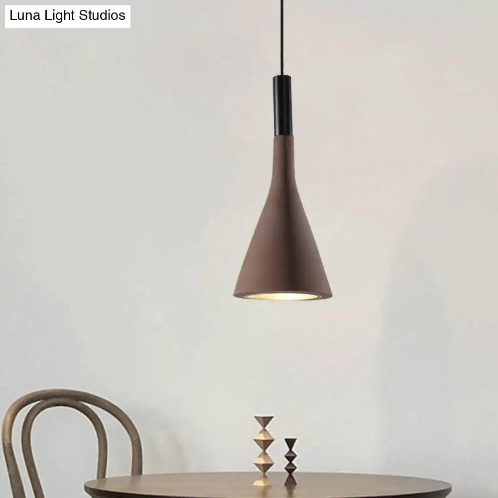 Nordic Cement Funnel Pendant Light - 1 Head Dining Table Suspended Lighting Fixture In