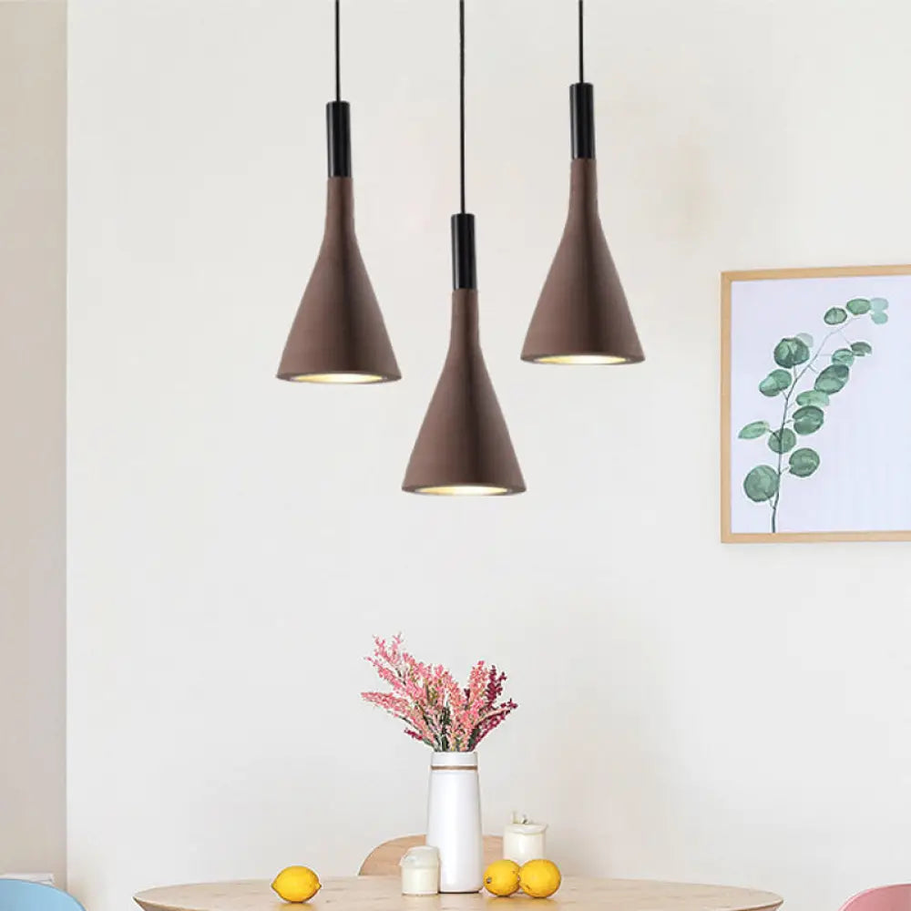 Nordic Cement Funnel Pendant Light - 1 Head Dining Table Suspended Lighting Fixture In