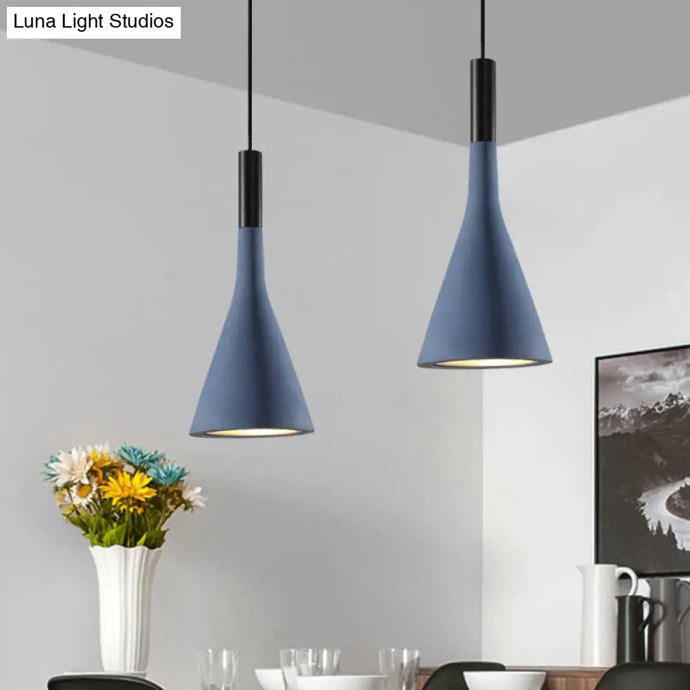 Nordic Cement Funnel Pendant Light - 1 Head Dining Table Suspended Lighting Fixture In