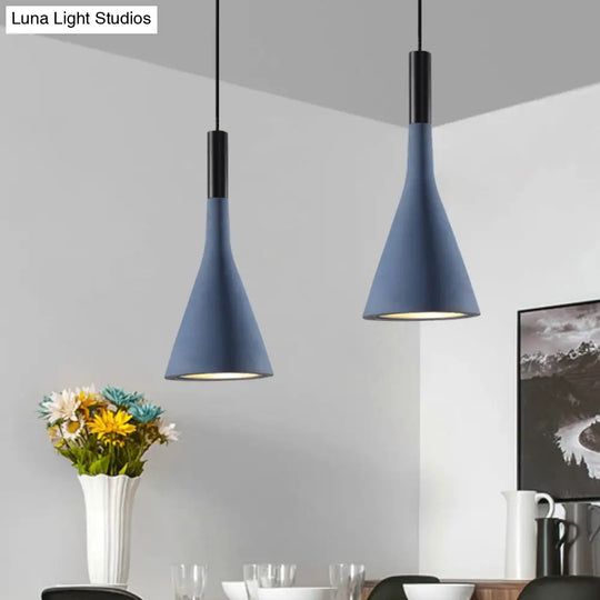 Nordic Cement Funnel Pendant Light - 1 Head Dining Table Suspended Lighting Fixture In