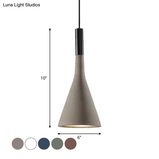 Nordic Cement Funnel Pendant Light - 1 Head Dining Table Suspended Lighting Fixture In