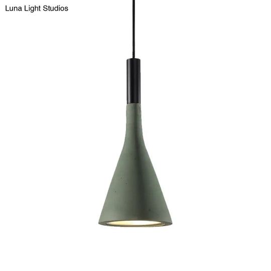 Nordic Cement Funnel Pendant Light - 1 Head Dining Table Suspended Lighting Fixture In