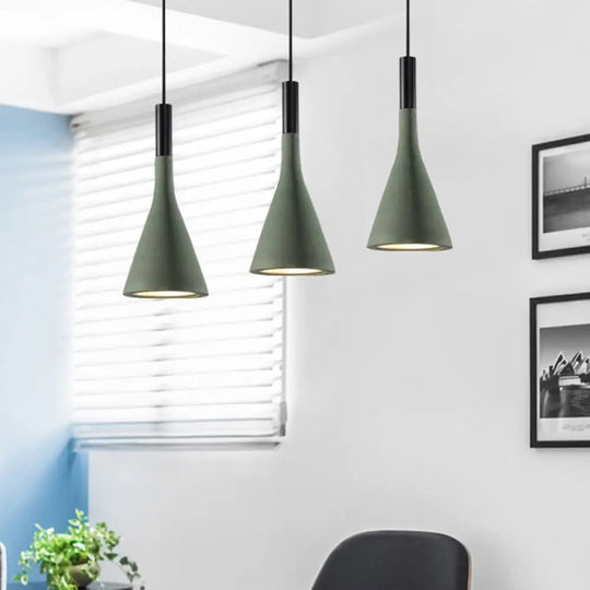 Nordic Cement Funnel Pendant Light - 1 Head Dining Table Suspended Lighting Fixture In