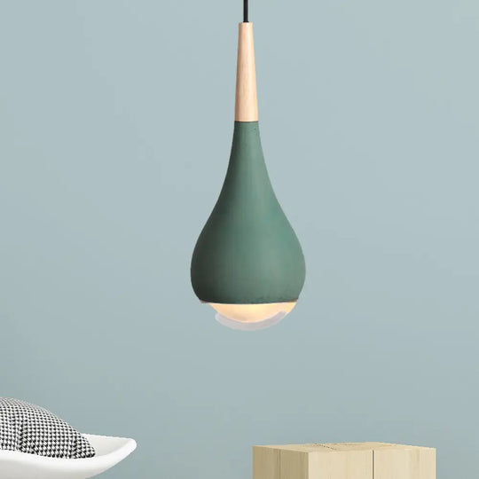 Nordic Cement Pear Pendant Lighting 1 Light Grey/Red/Green Hanging Ceiling Lamp Green