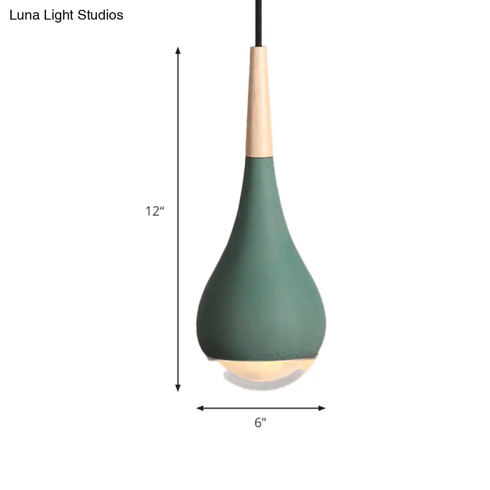 Nordic Cement Pear Pendant Lighting 1 Light Grey/Red/Green Hanging Ceiling Lamp