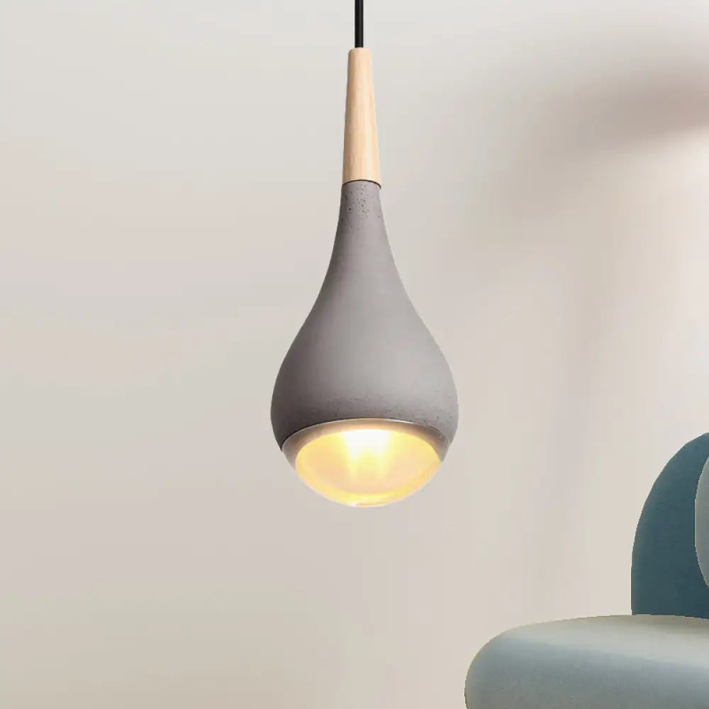 Nordic Cement Pear Pendant Lighting 1 Light Grey/Red/Green Hanging Ceiling Lamp Grey