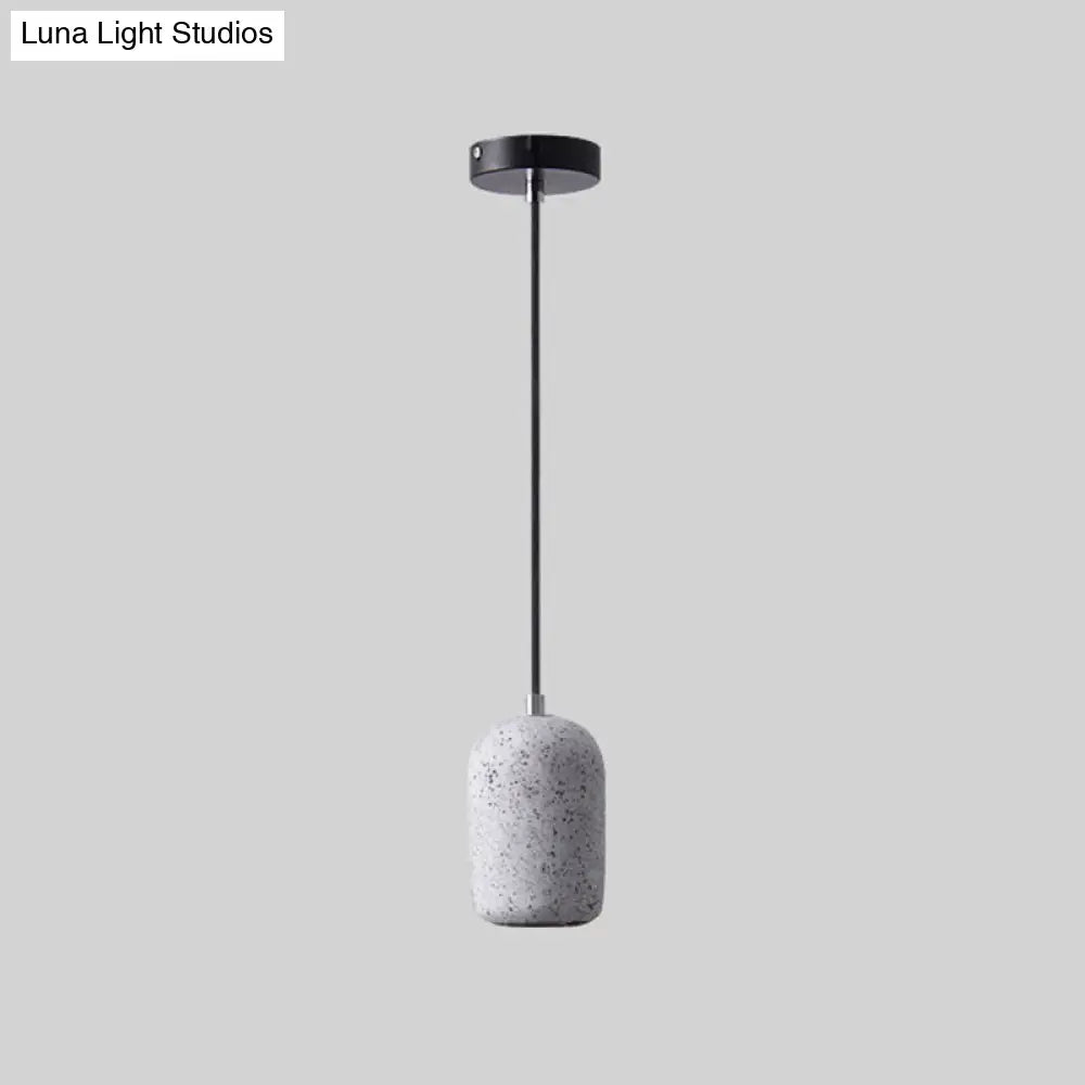 Nordic Cement Pendant Light: Single-Bulb Dining Room Suspension Fixture White