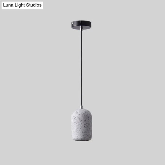 Nordic Cement Pendant Light: Single-Bulb Dining Room Suspension Fixture White