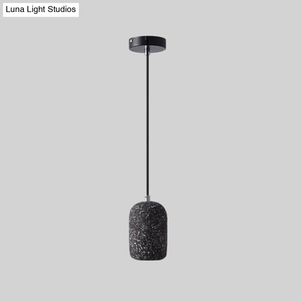 Nordic Cement Pendant Light: Single-Bulb Dining Room Suspension Fixture Black