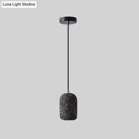 Nordic Cement Pendant Light: Single-Bulb Dining Room Suspension Fixture Black