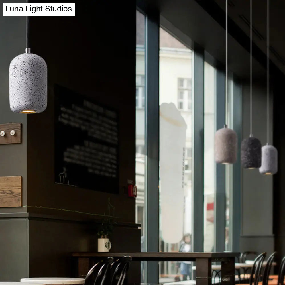 Nordic Cement Pendant Light: Single-Bulb Dining Room Suspension Fixture