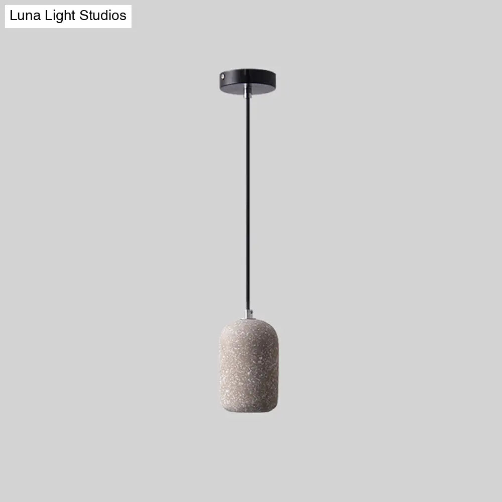 Nordic Cement Pendant Light: Single-Bulb Dining Room Suspension Fixture Grey