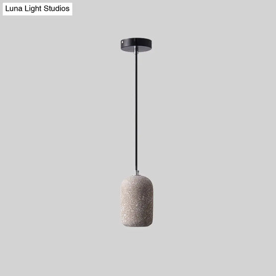 Nordic Cement Pendant Light: Single-Bulb Dining Room Suspension Fixture Grey