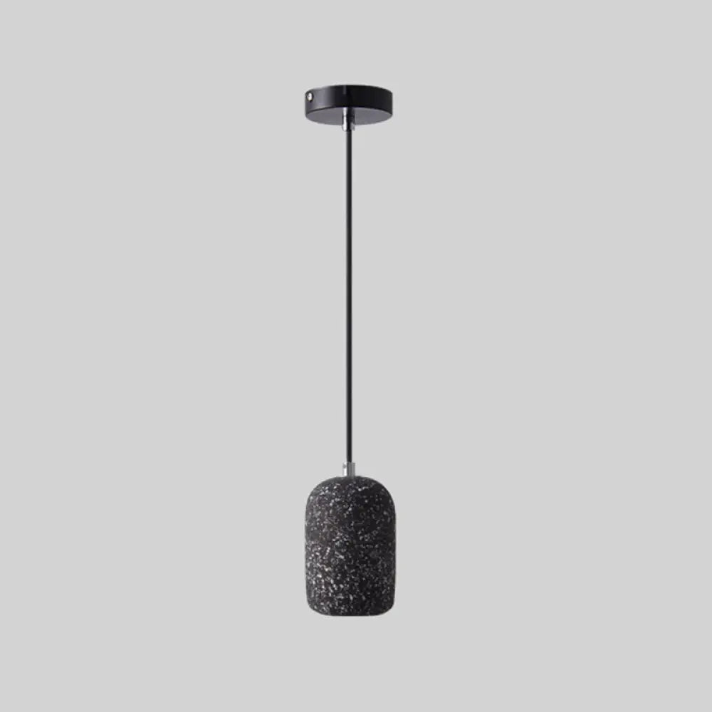 Nordic Cement Pendant Light - Single-Bulb Suspended Dining Room Fixture Black