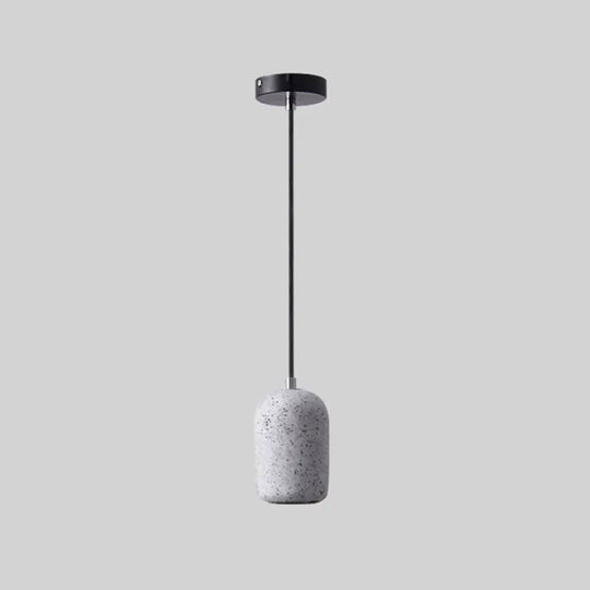 Nordic Cement Pendant Light - Single-Bulb Suspended Dining Room Fixture White