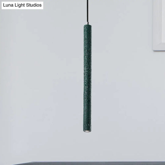 Nordic Cement Tube Pendant Light - 1 Yellow/Blue/Green 12’/21.5’H