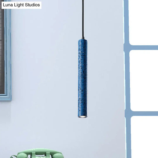 Nordic Cement Tube Pendant Light 1 Yellow/Blue/Green Hangs 12 Or 21.5H