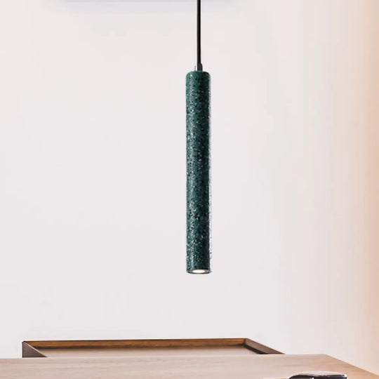 Nordic Cement Tube Pendant Light - 1 Yellow/Blue/Green 12’/21.5’H Green / 12’