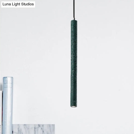 Nordic Cement Tube Pendant Light 1 Yellow/Blue/Green Hangs 12 Or 21.5H Green / 21.5