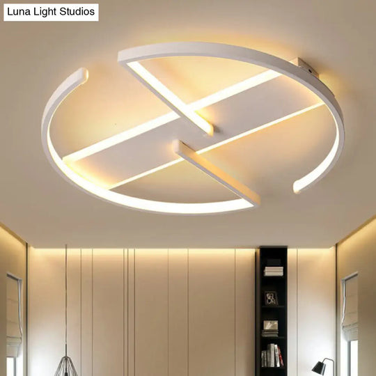 Nordic Circle Led Ceiling Light - Metallic Flush Mount For Bedroom In White