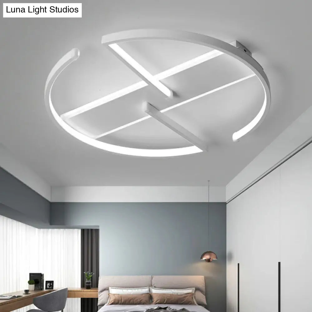 Nordic Circle Led Ceiling Light - Metallic Flush Mount For Bedroom In White / 16